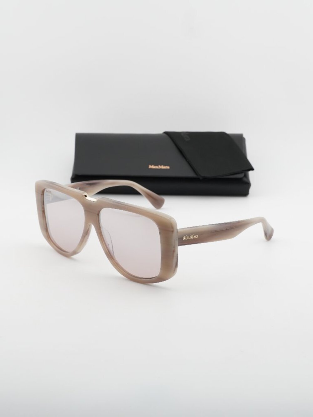 Max Mara SPARK1 MM0075 60G Shield Sunglasses - Beige Horn / Brown